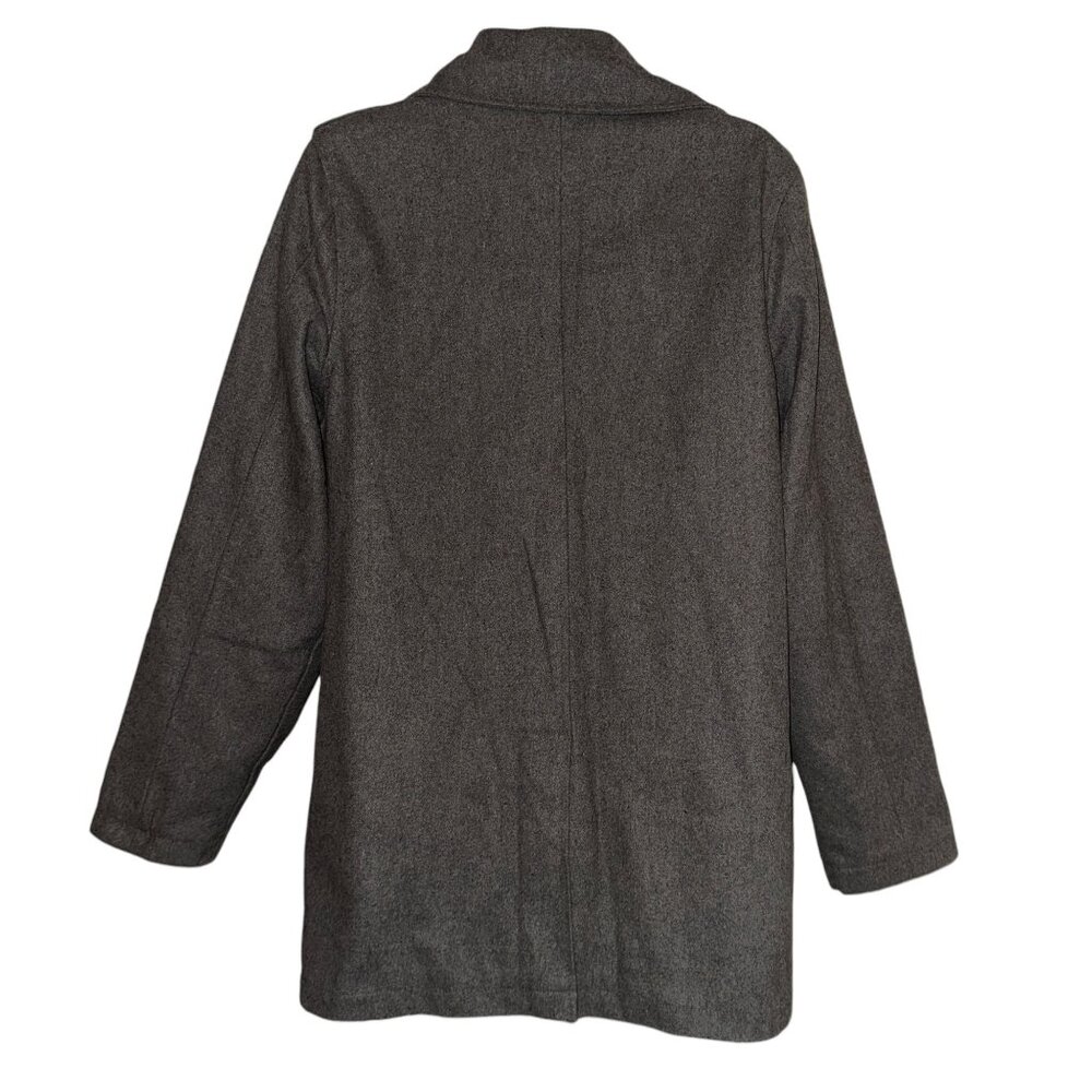 Rare Black Brand Pea Coat Mens L Gray Wool Pockets Lined Collared Dress Work - Picture 4 of 8